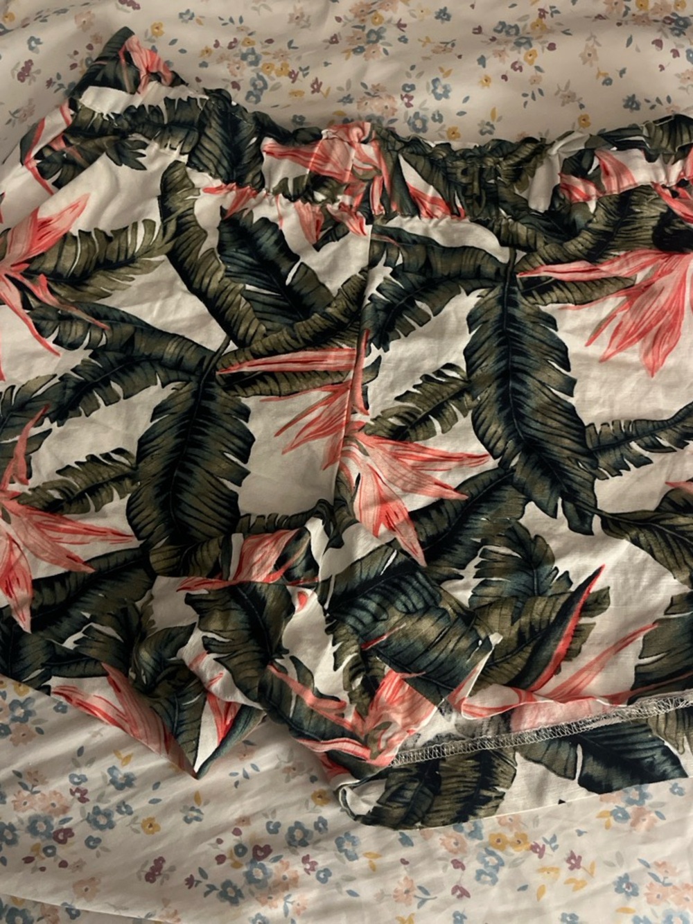 Tropical Print Linen Shorts